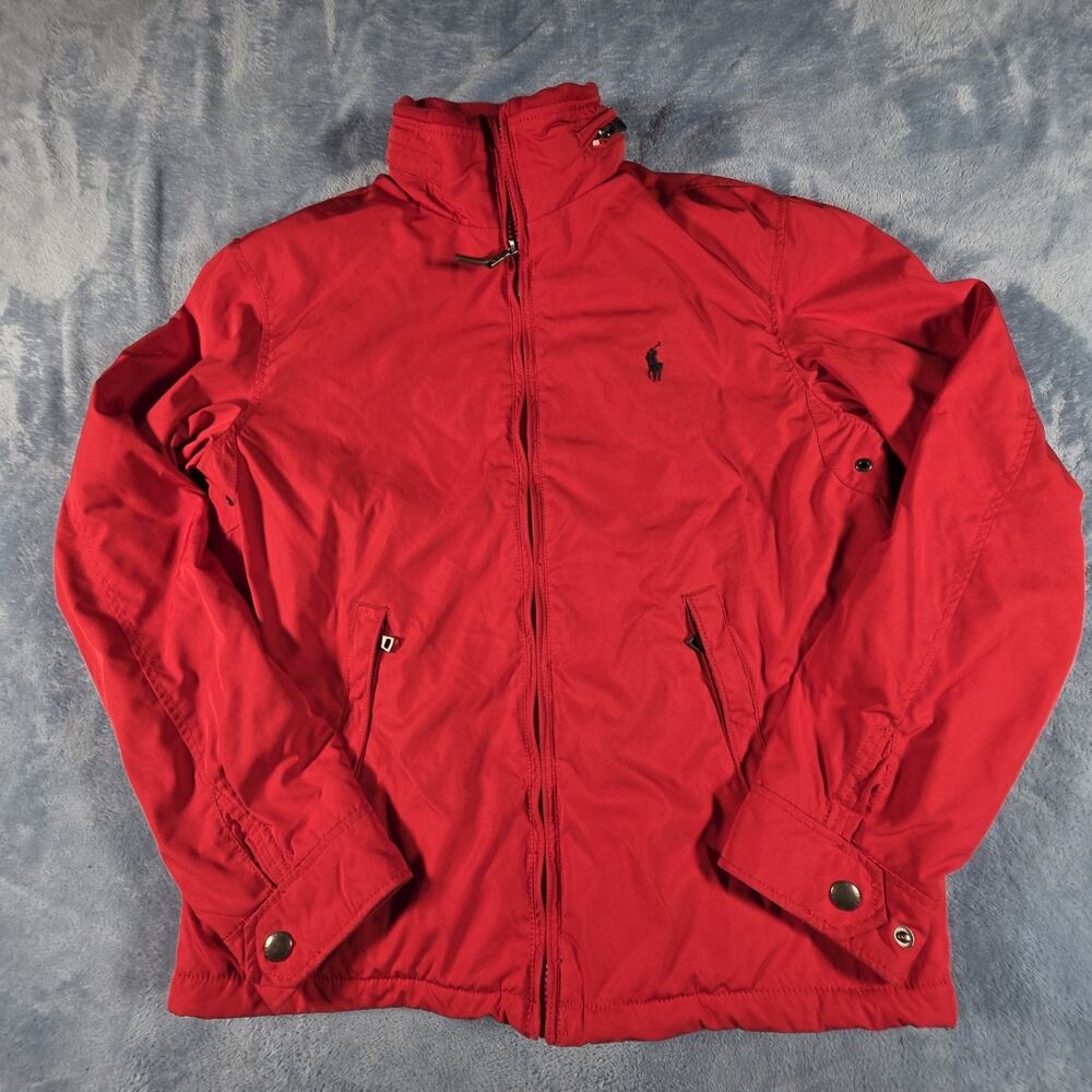 Polo Ralph Lauren Men’s Small Red Hooded Windbreaker Jacket Black Pony